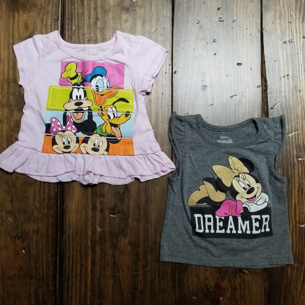 Disney Mickey Minnie Mouse Set of 2 Summer Tops